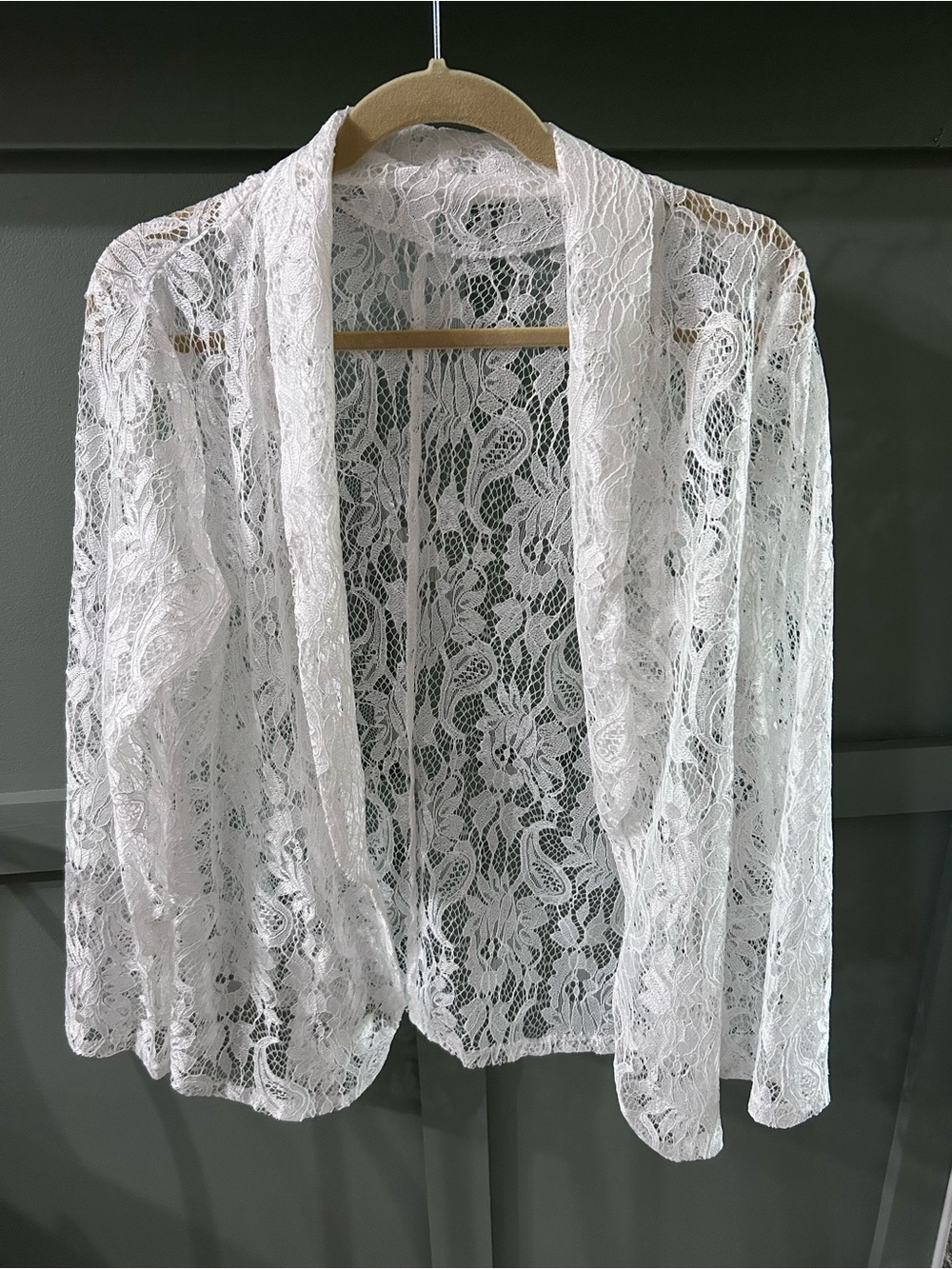 White Lace Open-Front Cardigan